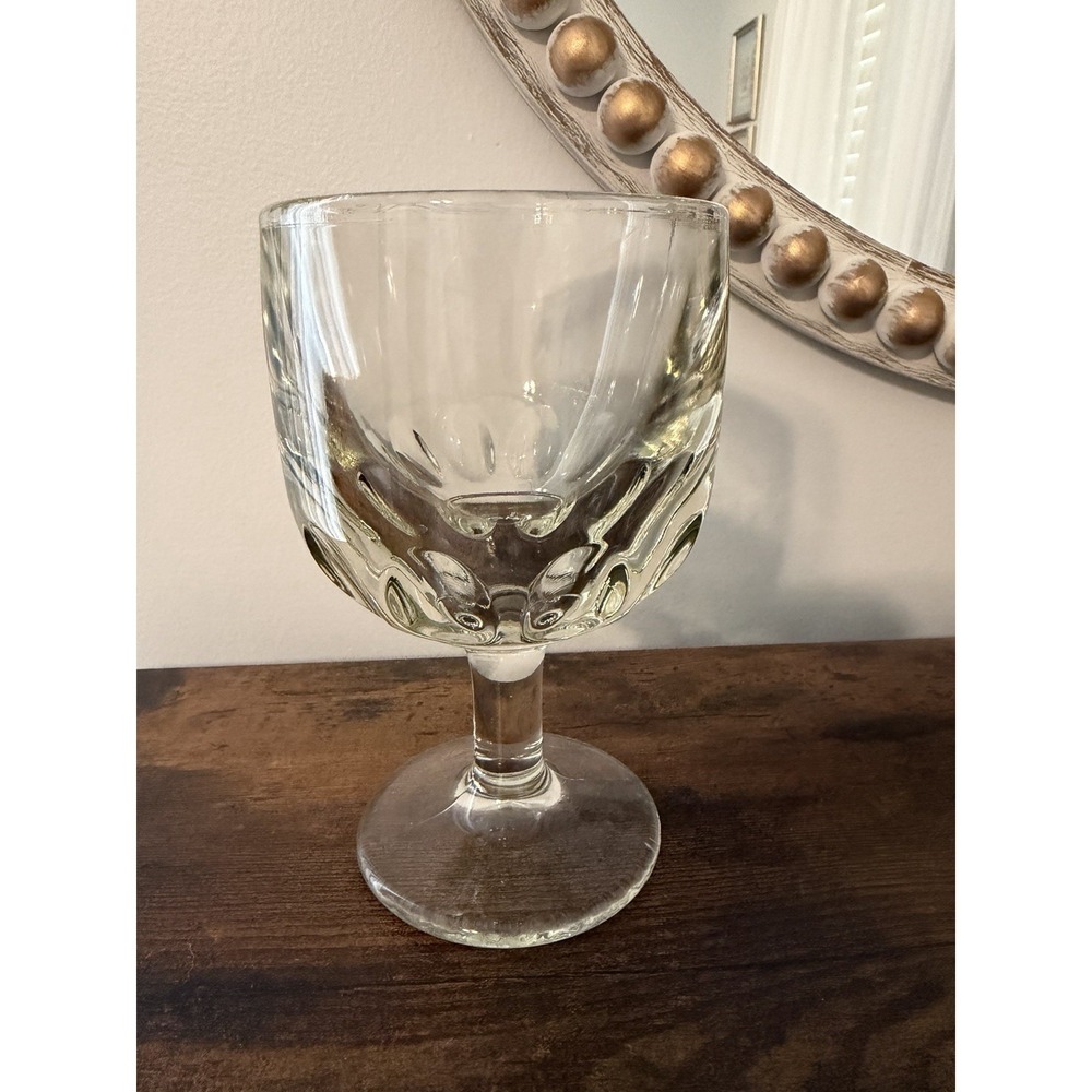 Indiana Glass Thumbprint Goblet Clear Pedestal Wine Glass Vintage Barware